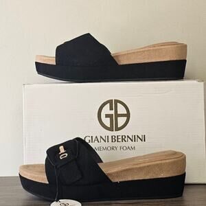 Giani Bernini Women's Black Strap Wedge Sandals Size 9.5 Black NWT